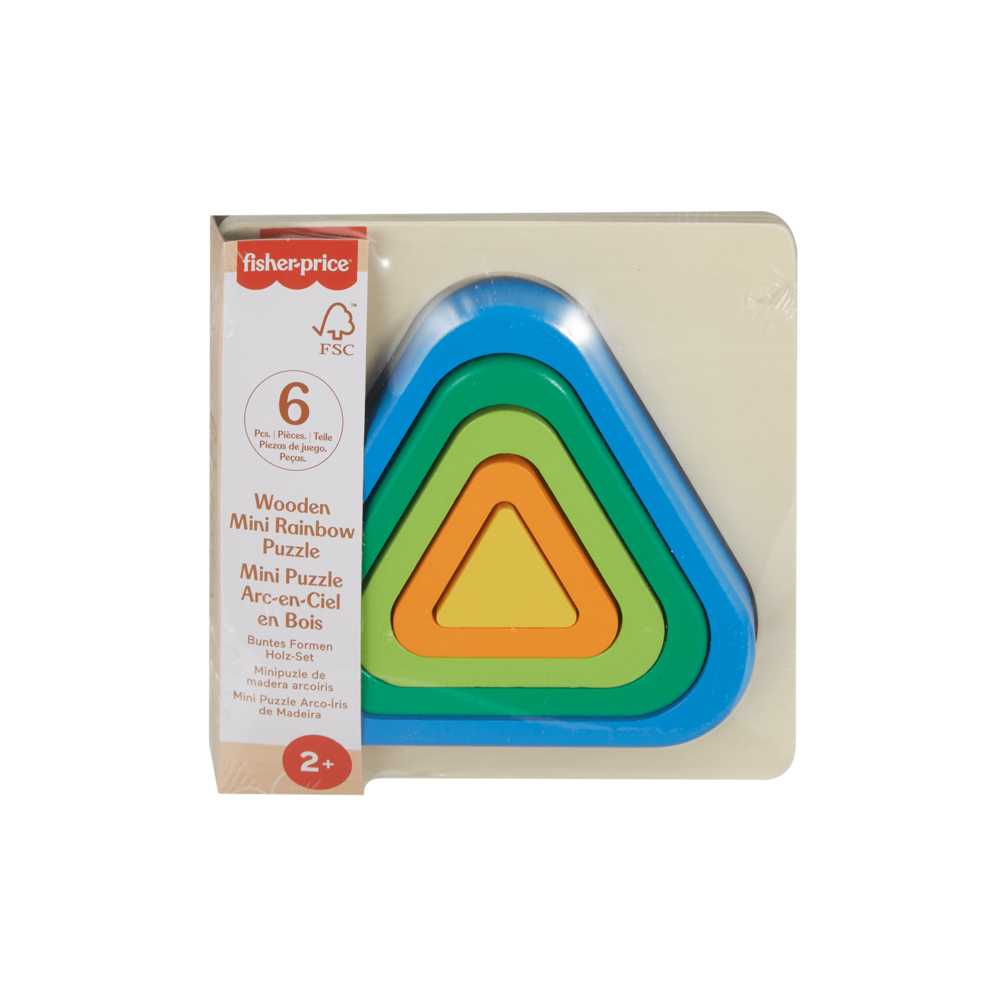 Fisher-Price  Mini Puzzle Arc-en-Ciel en Bois  Triangle, 5Éléments